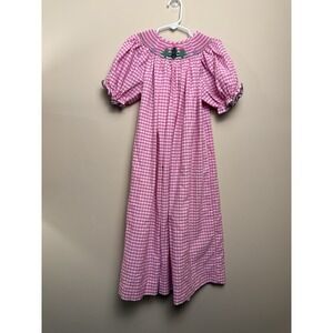 Pink Gingham Smocked Heirloom Christmas Dress Size 8